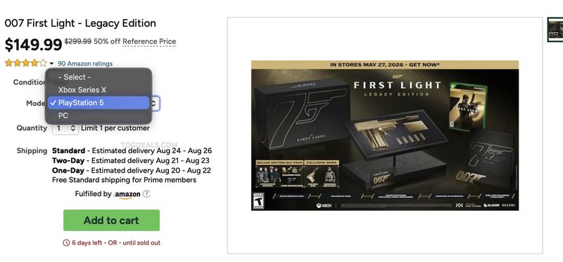 $299.99 007 FIRST LIGHT LEGACY EDITION FOR $149.99