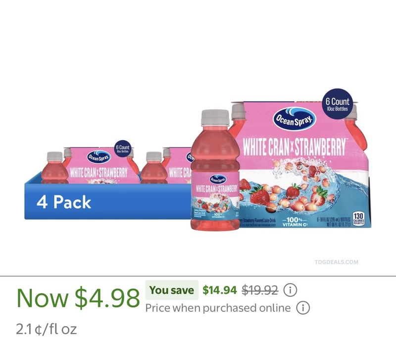 $4.98 OCEAN SPRAY WHITE CRANBERRY -STRAWBERRY JUICE DRINK