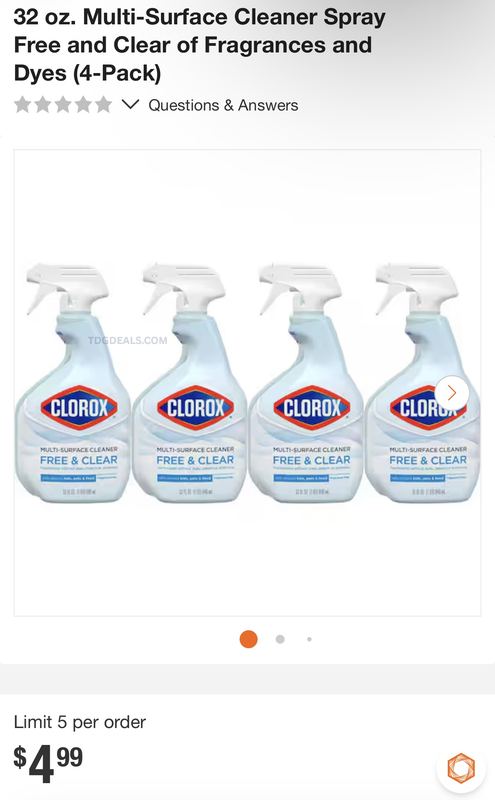$19.92 Clorox Free & Clear Multi-Surface Cleaner 4-Pack for $4.99