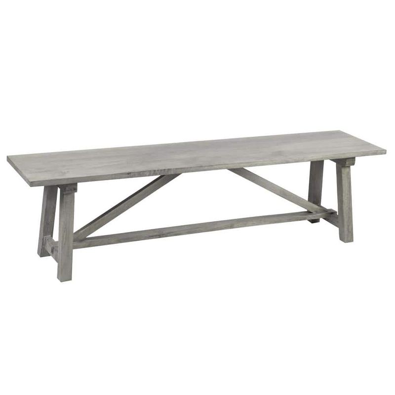 AmeriHome - Mango Wood Farmhouse Gray Bench 55 in. W x 7 in. D x 18 in. H x 1 in. Thick