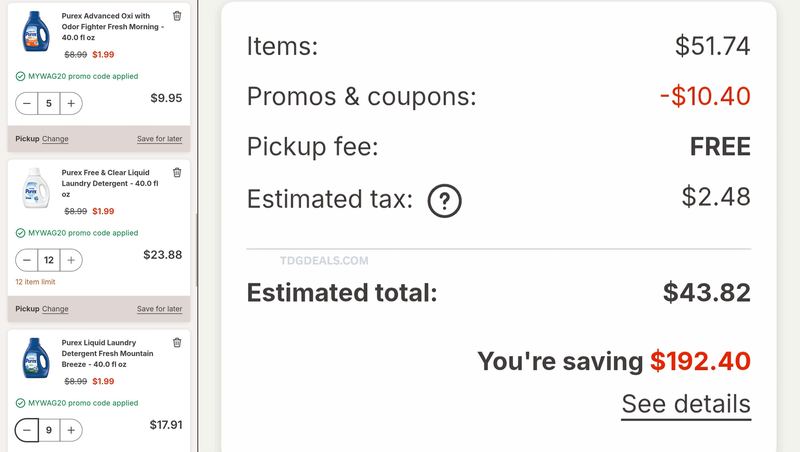 $43 for 26 Purex Laundry Detergents