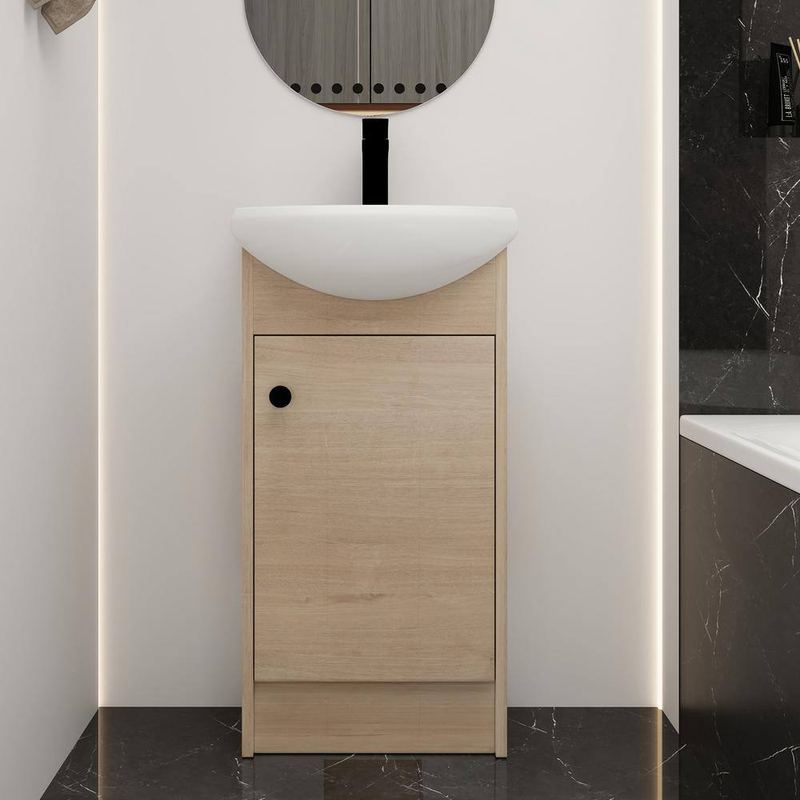 UPIKER - 18 in. W x 14.4 in. D x 34.6 in. H Single Sink Wall Hung Bath Vanity Cabinet with Top in Plain Light Oak