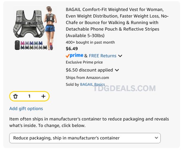 $6.49 BAGAIL Comfort-Fit Weighted Vest