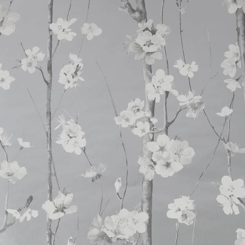 Boutique - Hanami Silver Paper Non-Pasted Removable Wallpaper