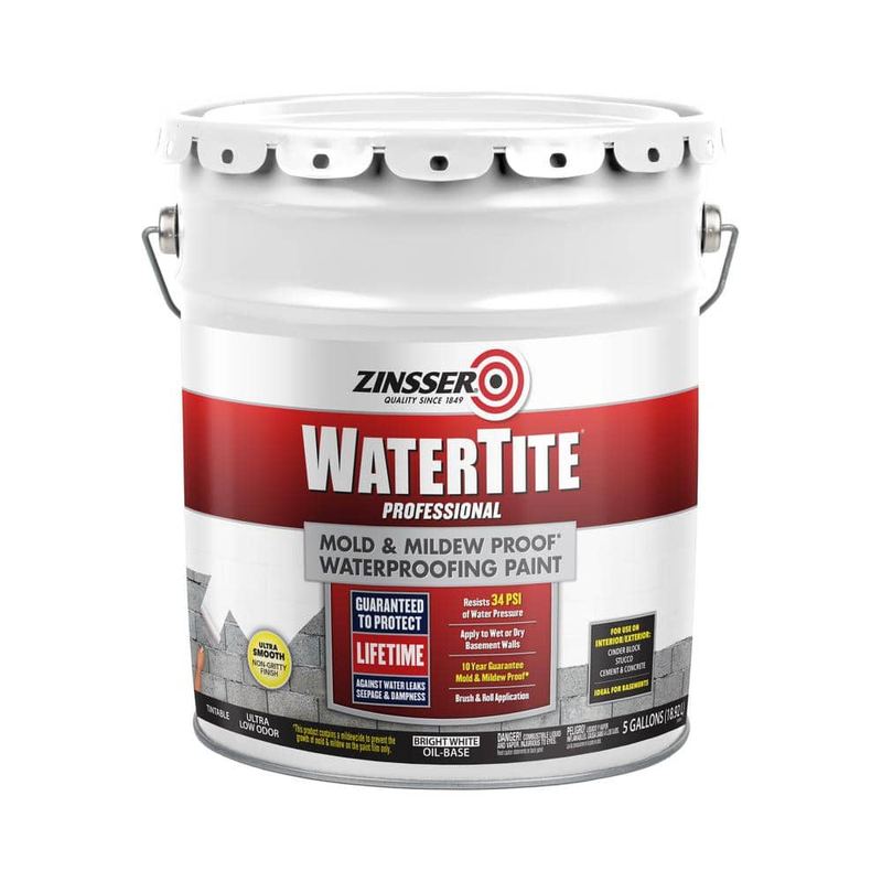 Zinsser - 5 Gal. WaterTite Mold and Mildew-Proof White Oil Based Waterproofing Paint