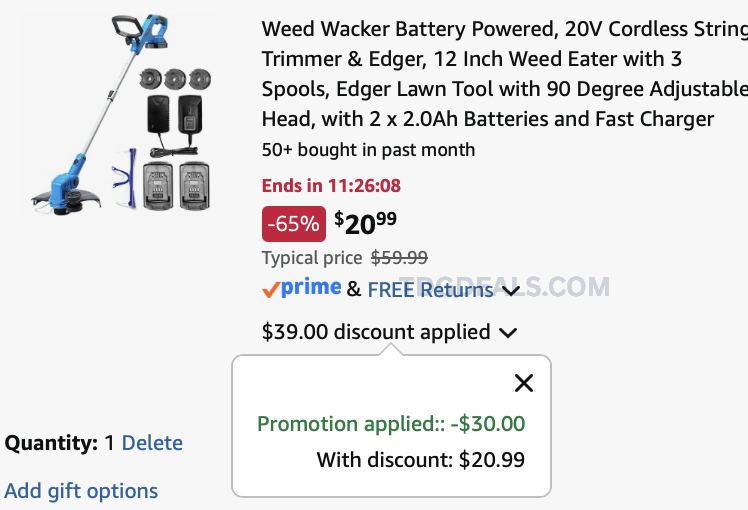 $20.99 Weed Wacker Battery Powered