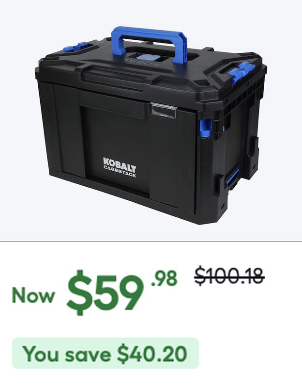 $59.98 KOBALT CASESTACK TOOL BOX