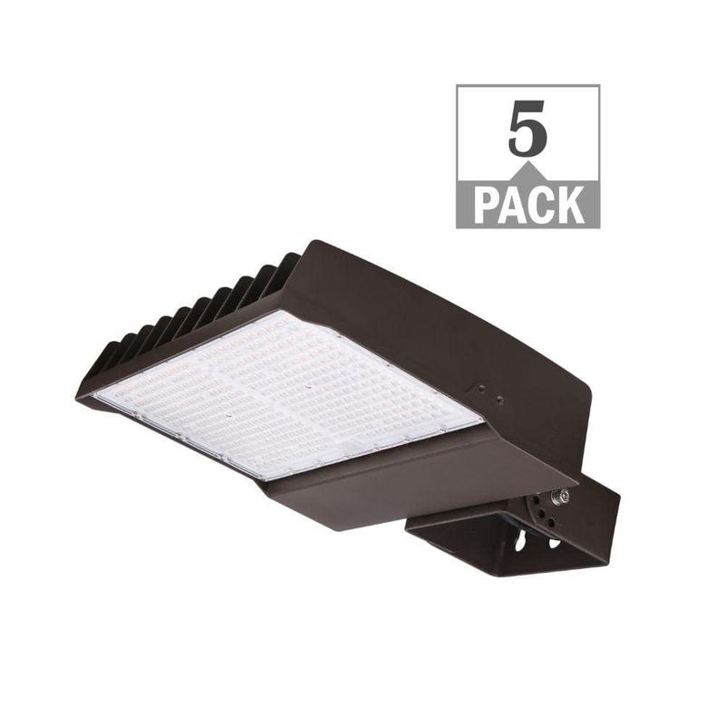 ETI LIGHTING - 600-Watt Equivalent Bronze Integrated LED Flood Light Adjustable 13300-30750 Lumens and CCT with Photocell (5-Pack)