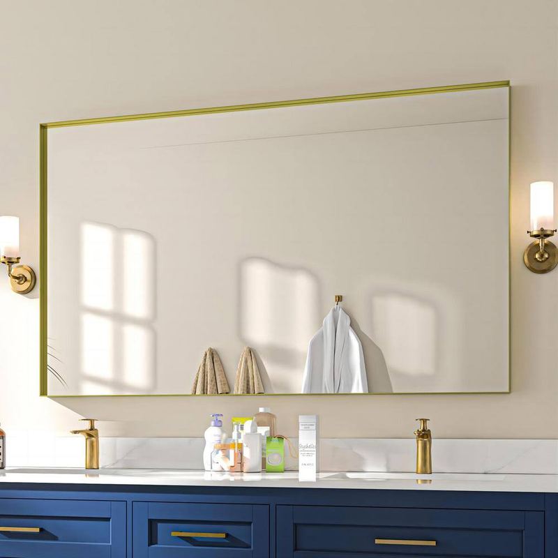 TOOLKISS - 72 in. W x 36 in. H Rectangular Aluminum Framed Wall Bathroom Vanity Mirror in Gold