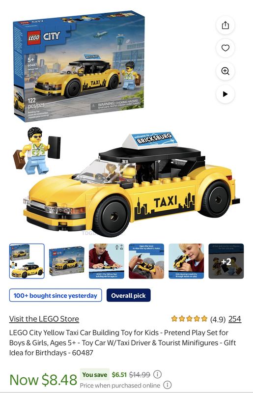 Target & Kohl’s want $14.99 for this LEGO City Yellow Taxi…