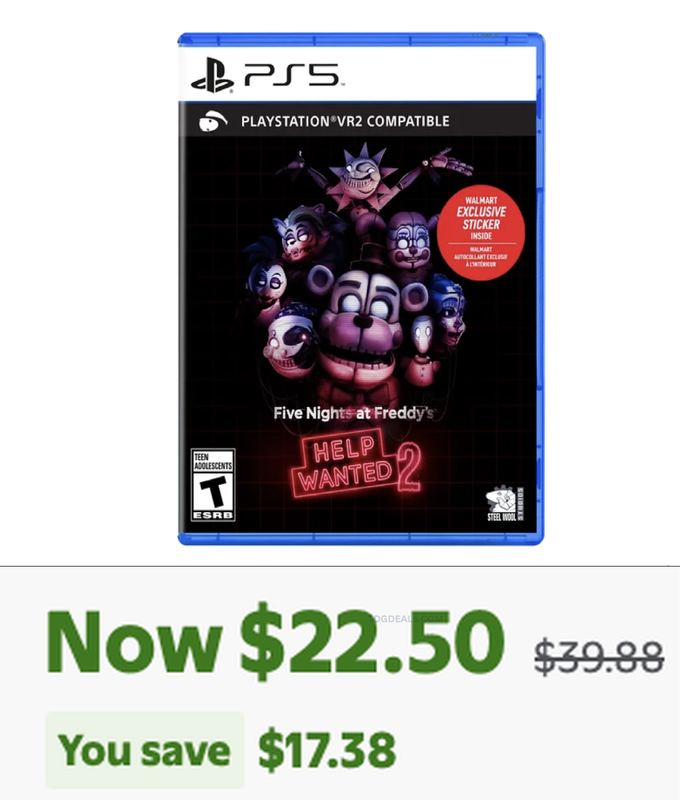 $22.50 FIVE NIGHTS AT FREDDY'S: HELP WANTED 2 (PS5) @ WALMART