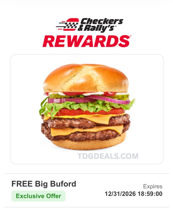 FREE BIG BUFORD AT CHECKERS RALLY'S (QUICK) 🍔