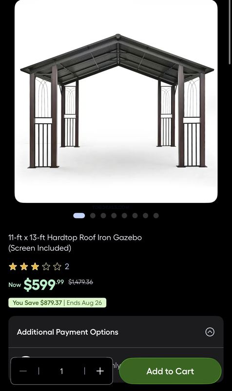 $1,479 GAZEBO FOR $599.99 AT LOWE’S