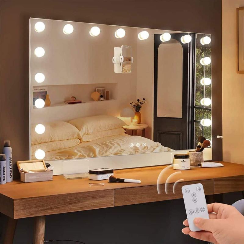 Seafuloy - 31.5 in. W x 22.8 in. H White Rectangle Vanity Mirror Wall Mount /Tabletop