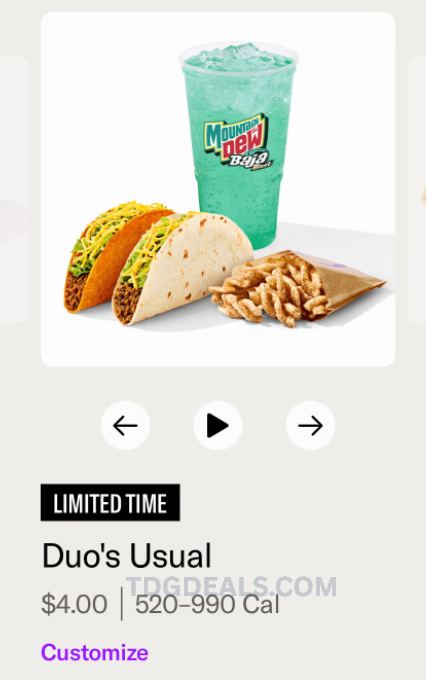 FOOD DEAL: $4 MEAL AT TACO BELL