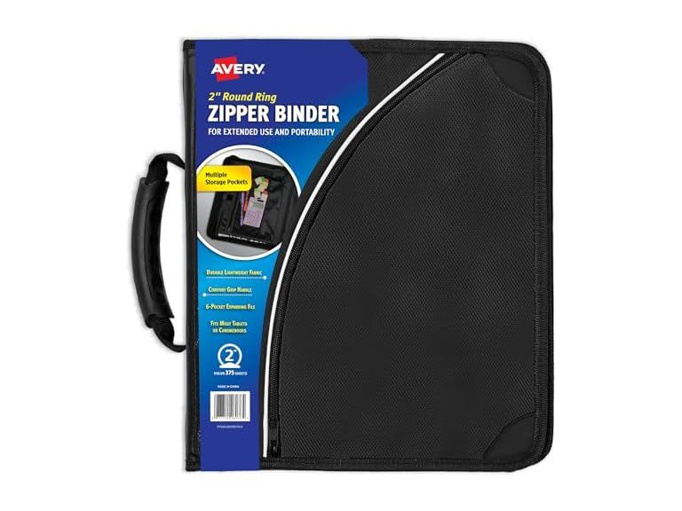 Avery Zipper 3 Ring Binder 2" 375-Sheet