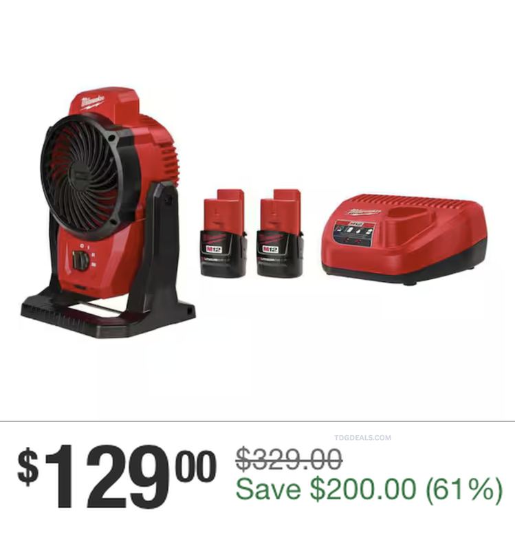 🥵  $329 MILWAUKEE M12 JOBSITE FAN KIT FOR $129
