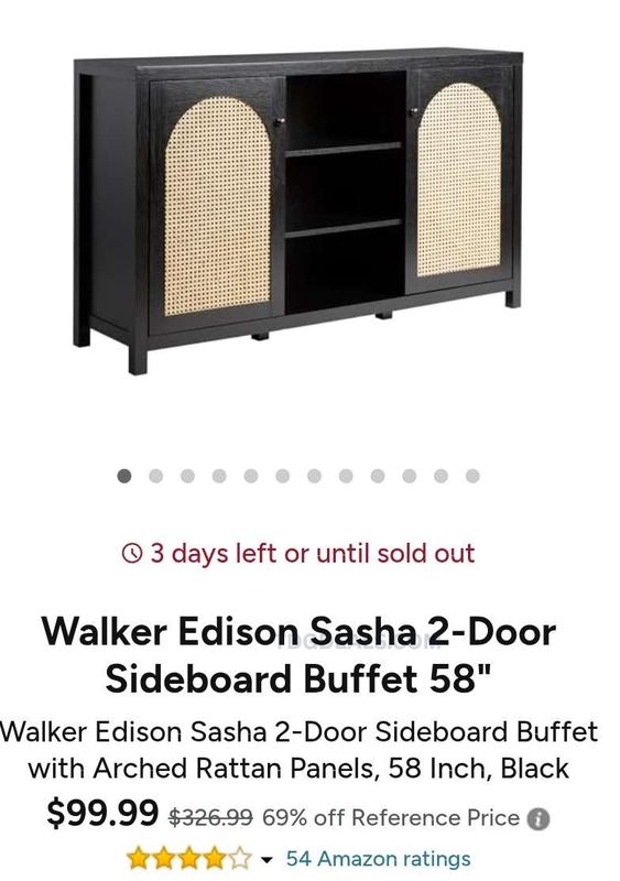 $326.99 WALKER EDISON SASHA 58" 2-DOOR SIDEBBOARD BUFFET for $99.99