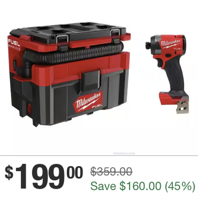 MILWAUKEE VAC & IMPACT DRIVER FOR $199 👀