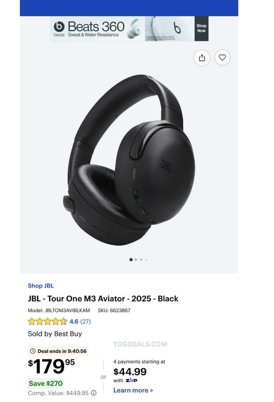 $449.95 JBL TOUR ONE M3 AVIATOR HEADPHONES FOR $179.95