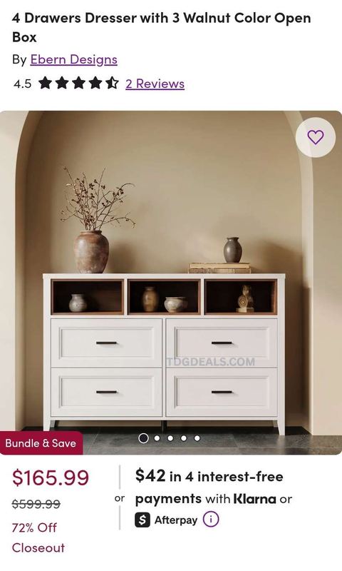 🔥 72% OFF 4-DRAWER DRESSER CLOSEOUT 🔥