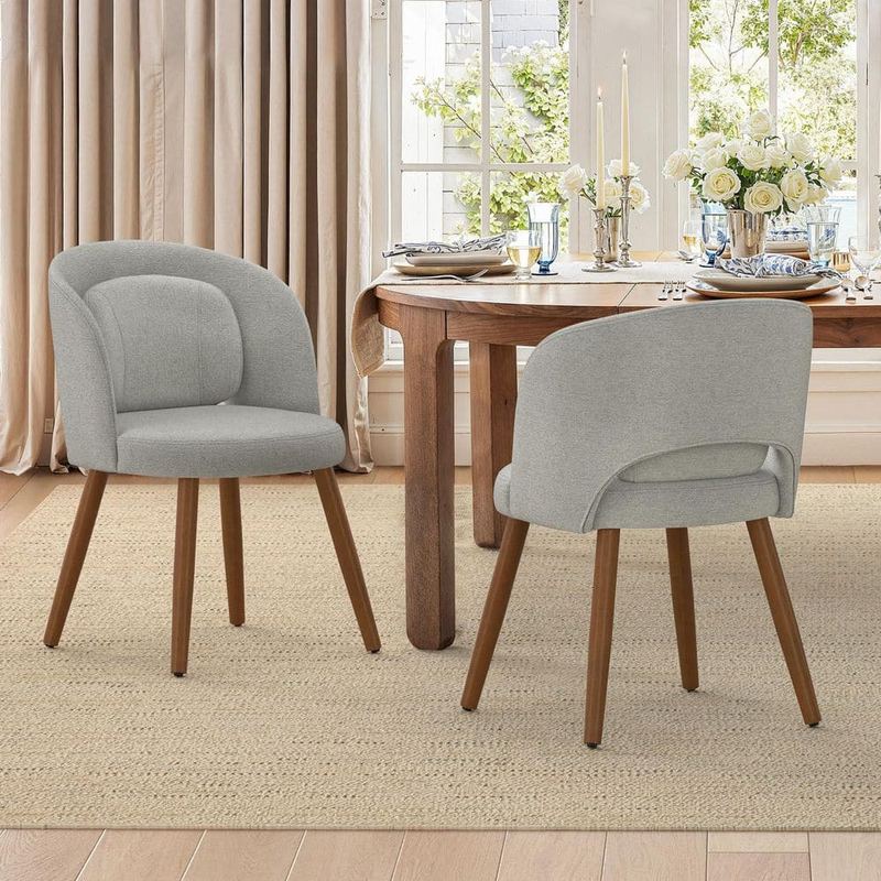 OrangeOne - Cath 30 in Gray Fabric Upholstered Solid Wood Legs Dining Chair with Detachable Pillow (Set of 2)