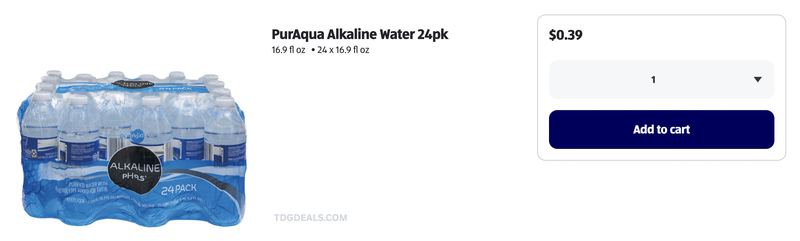 PurAqua Alkaline Water 24-Pack is showing up for just $0.39 at ALDI.