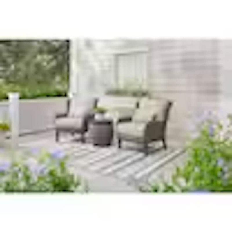 Hampton Bay - Cooper Lake 3-Piece Wicker Patio Conversation Set with CushionGuard Putty Cushions