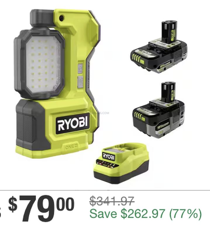 $79 RYOBI LED MAGNETIC TASK LIGHT KIT @ HOME DEPOT