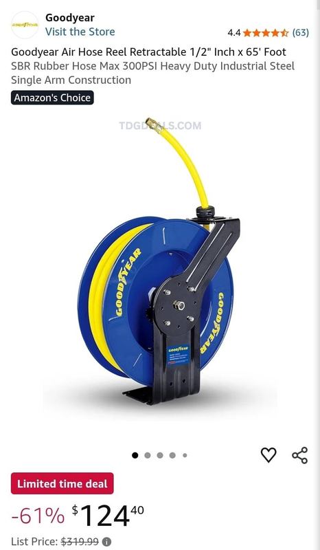 GOODYEAR 65-FT RETRACTABLE AIR HOSE REEL - $124.40