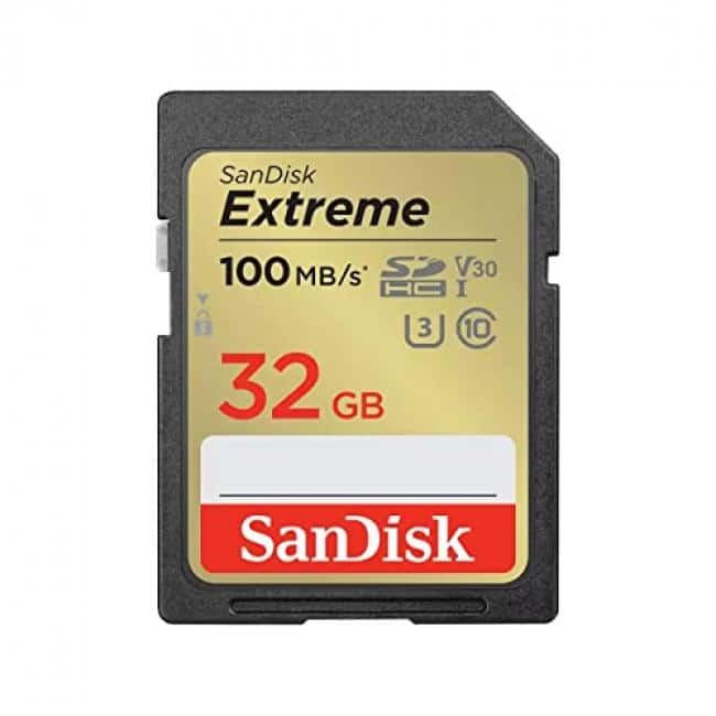 SANDISK - Extreme 32 GB Class 10/UHS-I (U3) V30 SDHC - 100 MB/s Read - 60 MB/s Write - Lifetime Warranty