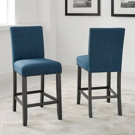 Roundhill Furniture Biony Fabric Nail Head Counter Height Stools