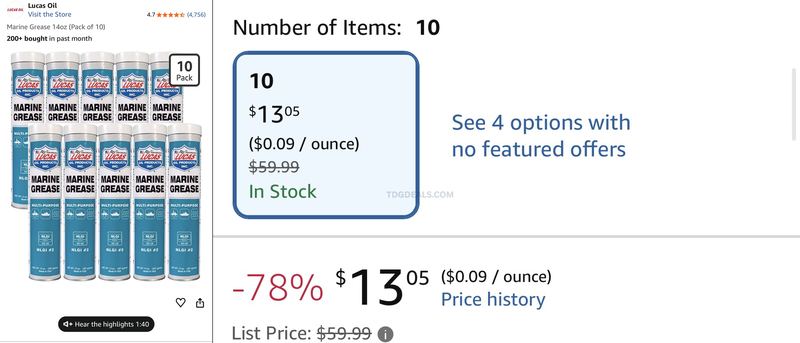 LUCAS MARINE GREASE 10-PACK FOR $13 🚨