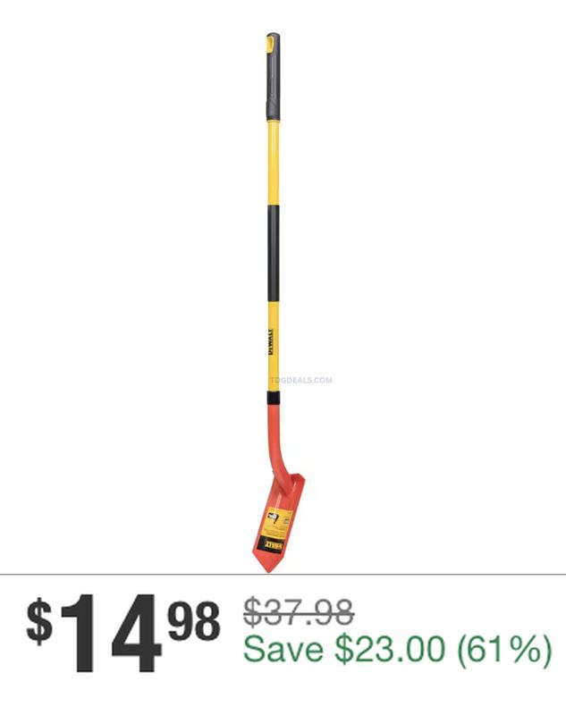 60% OFF DEWALT 49 IN. CLEAN-OUT SHOVEL NOW $14.98