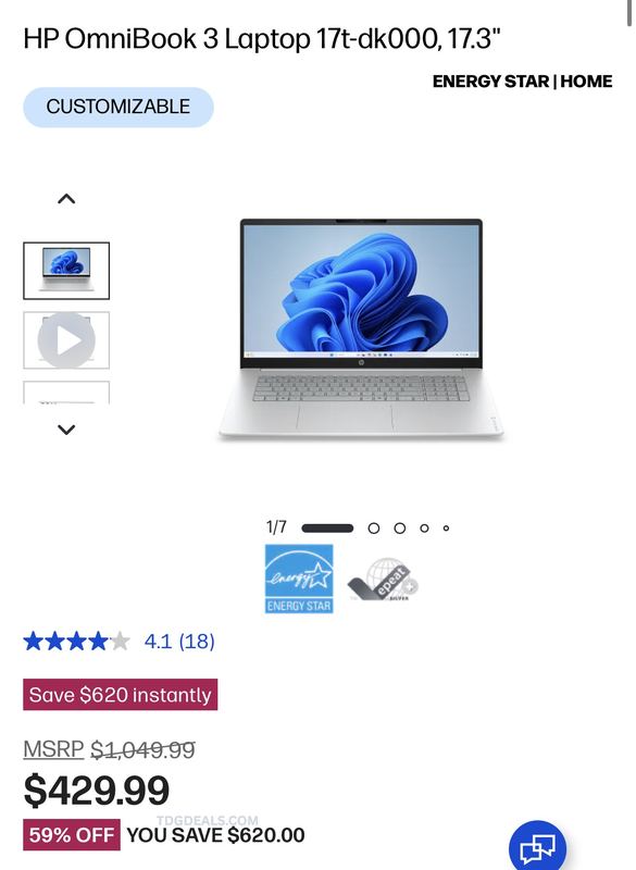 $430 HP OmniBook 3 17.3” Laptop 💻