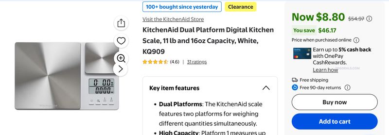 KITCHEN AID SCALE FOR $8
