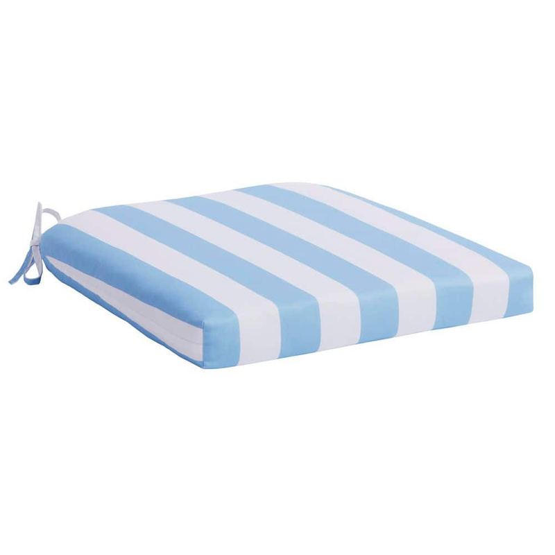 Hampton Bay - 20 in. W x 20 in. D Square Outdoor Patio Seat Pad Cushion in Surf Cabana Stripe