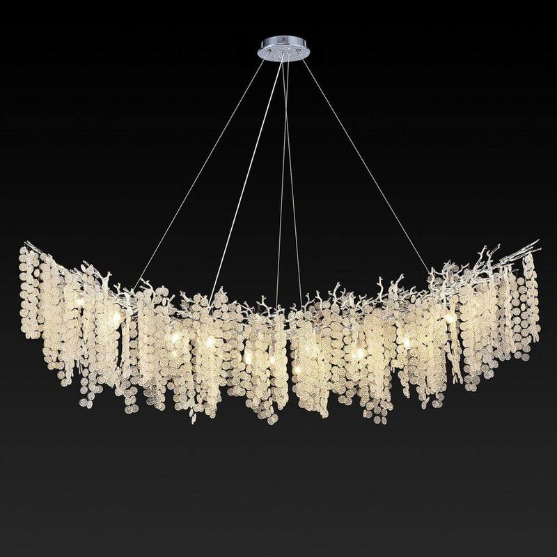 PUYRNF - 72 in. 20 Lights Dimmable Tree Branch Shape Chandelier, Modern Silver Kitchen Island Chandelier, for Living Room Bedroom