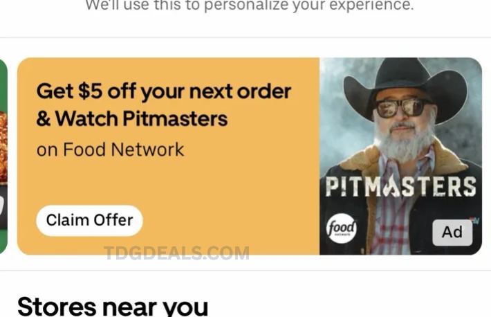 FREE $5 OFF UBER EATS FOR WATCHING AD