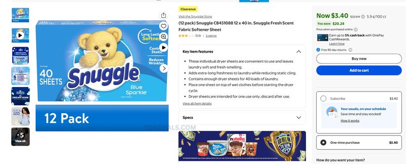 $2 SNUGGLE DRYER TOWELS