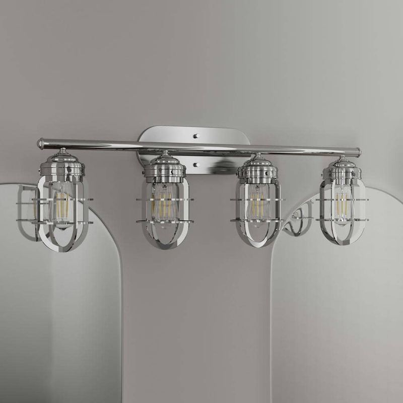 Hunter - Starklake 4 Light Brushed Nickel Wall Sconce Bathroom Light