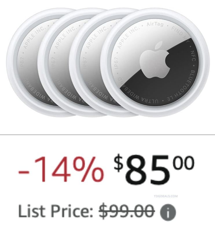 $99 APPLE AIRTAG 2ND GEN 4-PACK NOW $85