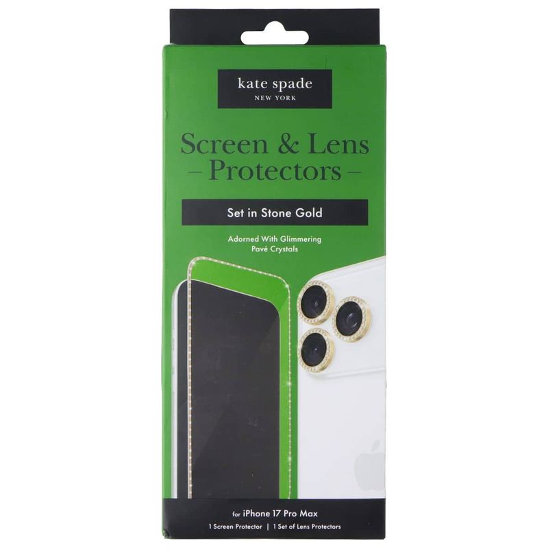 kate spade new york - Kate Spade Screen and Lens Protectors for iPhone 17 Pro Max - Set in Stone Gold - Clear