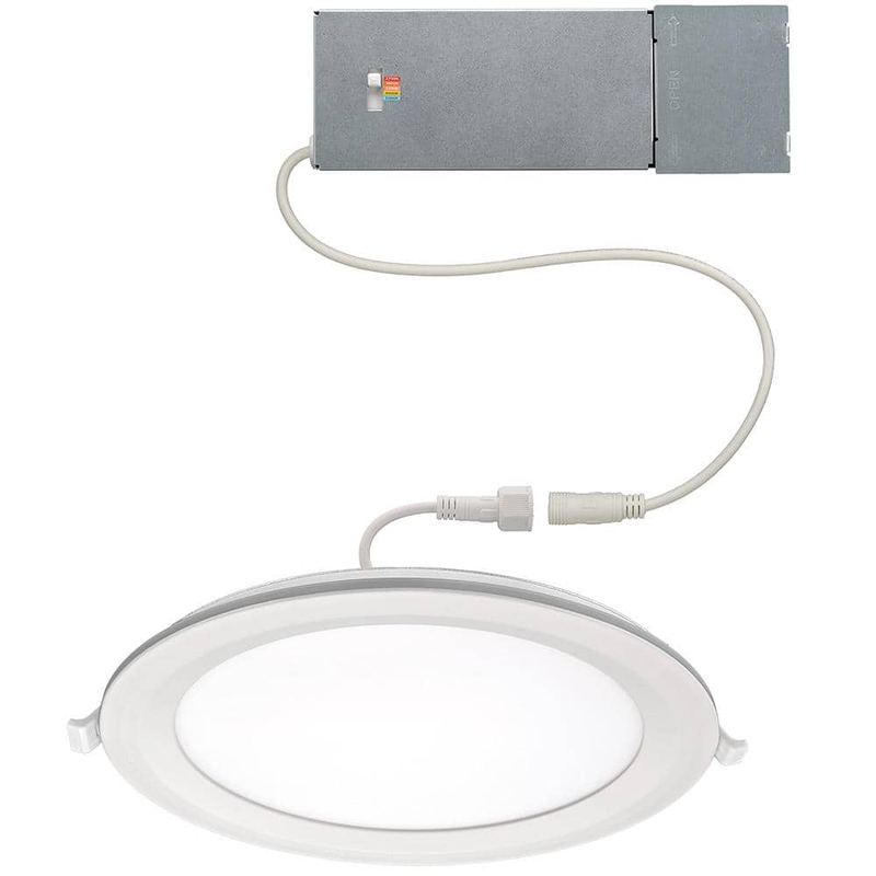 ETI LIGHTING - 8 in. Canless Integrated LED Recessed Light Trim with Night Light 650 Lumens Adjustable CCT New Construction Remodel