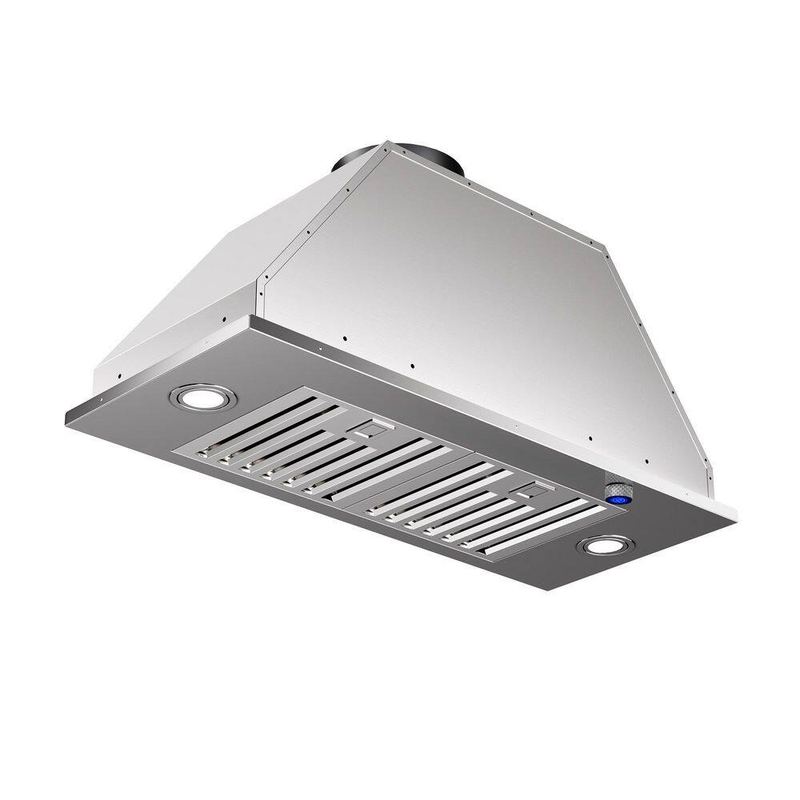 Throes - 28 in. 900 CFM Convertible Ducted to Ductless Insert Range Hood in Stainless Steel with LED, 4-Speed and 10-Yr Warranty