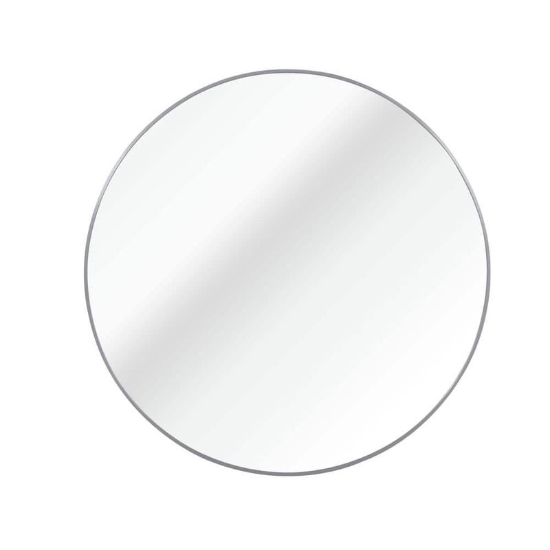 HUOVTR - 39 in. W x 39 in. H Silver Modern Round Framed Wall Mirror