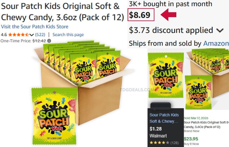$8 SOUR PATCH KIDS 12 PACK ON AMAZON