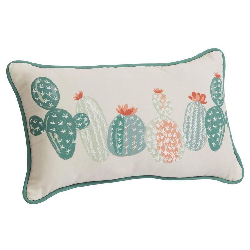 Hampton Bay - 20 in. x 12 in.  Outdoor Patio Lumbar Pillow in Cacti