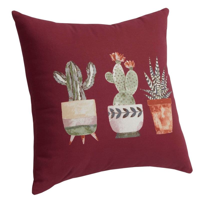Hampton Bay - 18 in. x 18 in. Outdoor Patio Throw Pillow in Succulent Trio