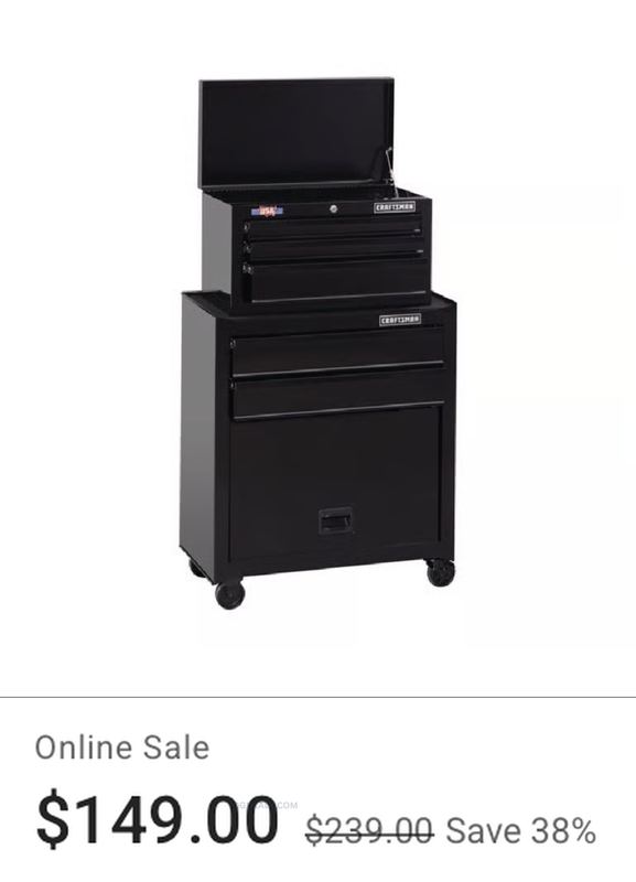 $239 CRAFTSMAN 5-DRAWER TOOL CENTER DROPPED TO $149